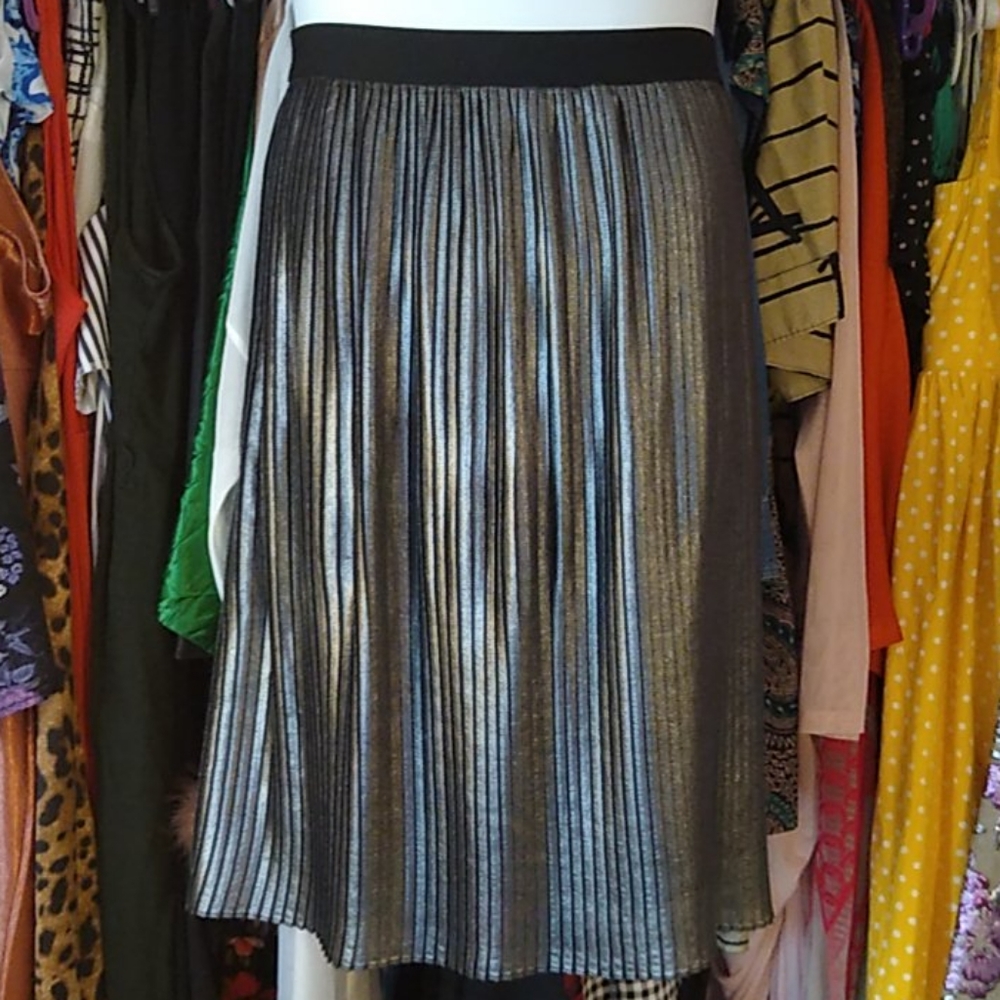 Just Fab Metallic Pleated Skirt